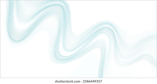 Abstract blue smooth wave on a white background. Dynamic sound wave. Design element. Vector illustration.