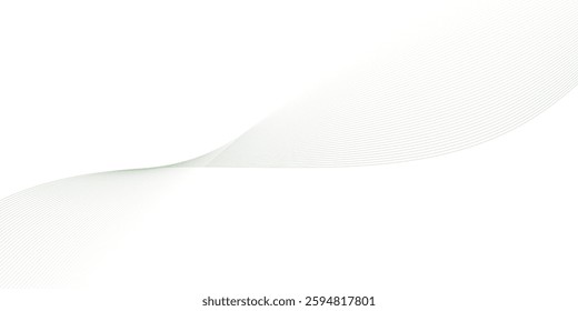 Abstract blue smooth wave on a white background. Dynamic sound wave. Design element. Vector illustration.