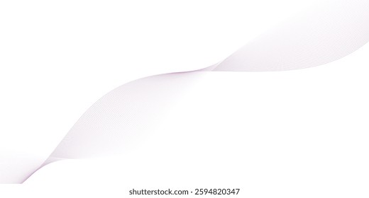 Abstract blue smooth wave on a white background. Dynamic sound wave. Design element. Vector illustration.