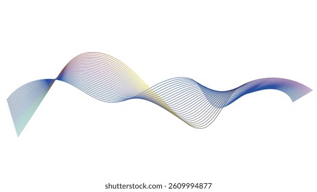 Abstract blue smooth wave on a white background. Abstract vector wavy lines flowing smooth curve colorful concept of technology, science, music, modern.
