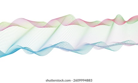 Abstract blue smooth wave on a white background. Abstract vector wavy lines flowing smooth curve colorful concept of technology, science, music, modern.
