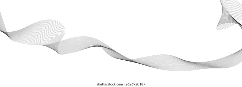 Abstract blue smooth wave on a white background. Dynamic sound wave. Design element. Vector illustration.