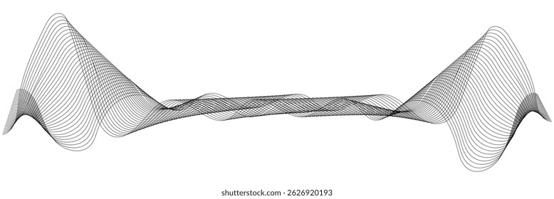 Abstract blue smooth wave on a white background. Dynamic sound wave. Design element. Vector illustration.