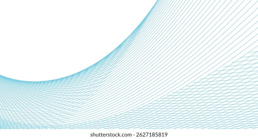 Abstract blue smooth wave on a white background. Dynamic sound wave. Design element. Vector illustration. lines waving.