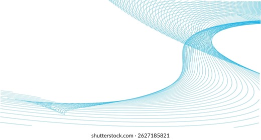 Abstract blue smooth wave on a white background. Dynamic sound wave. Design element. Vector illustration. lines waving.