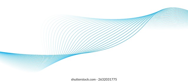 Onda suave azul abstrata sobre um fundo branco. Onda sonora dinâmica.