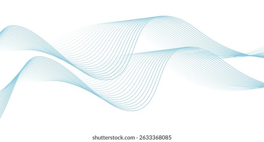 Abstract blue smooth wave on a white background. Dynamic sound wave. Design element. Vector illustration. lines waving