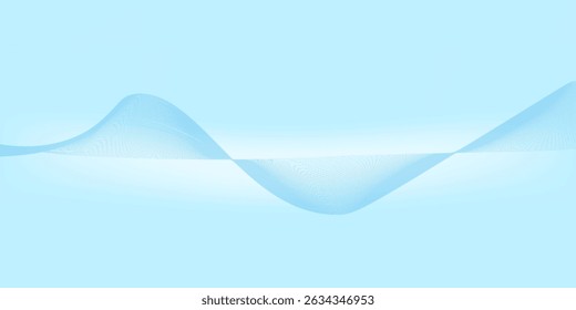 Abstract blue smooth wave on a white background. Dynamic sound wave. Design element. Vector illustration.