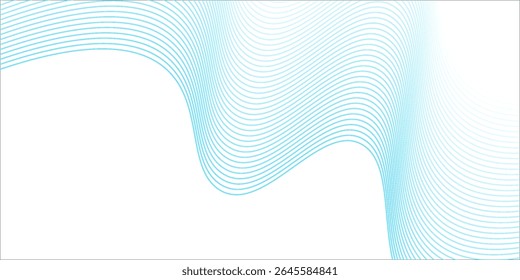Abstract blue smooth wave on a white background. Dynamic sound wave