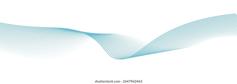 Onda suave azul abstrata sobre um fundo branco. Onda sonora dinâmica. Elemento de design. Ilustração vetorial.