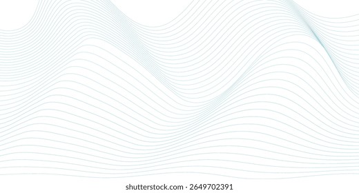 Abstract blue smooth wave on a white background. Dynamic sound wave. Design element. Vector illustration. 