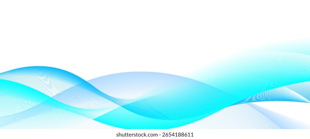 Onda lisa azul Abstractas sobre un fondo blanco. Onda de sonido dinámica. Elemento de diseño. fondo de onda.