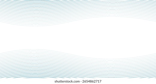 Onda suave azul abstrata sobre um fundo branco. Onda sonora dinâmica. Elemento de design. Ilustração vetorial.