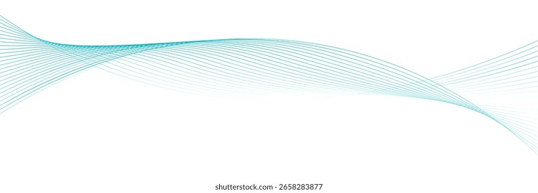 Onda lisa azul Abstractas sobre un fondo blanco. Onda de sonido dinámica. Elemento de diseño. Ilustración vectorial.