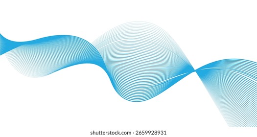 Onda lisa azul Abstractas sobre un fondo blanco. Elemento para el diseño. Ilustración vectorial.