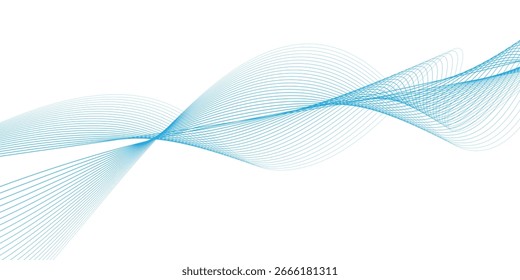 Onda suave azul Abstractas sobre un fondo blanco. simple con onda de sonido azul dinámico. elegante
