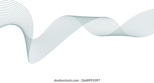 Onda suave azul abstrata sobre um fundo branco. Onda sonora dinâmica