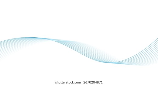 Abstract blue smooth wave on a white background. Dynamic sound wave. Design element. vector texture pattern eps10