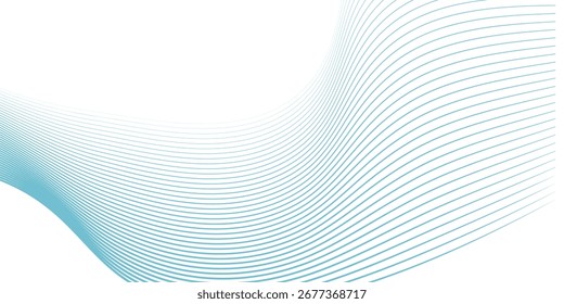 Abstract blue smooth wave on a white background. Dynamic sound wave  design  modern
