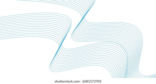 Abstrakte blaue, glatte Welle auf weißem Hintergrund. Dynamische Klangwelle. Design-Element. Linie der Vektorgrafik.