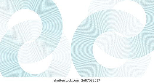 Onda suave azul abstrata sobre um fundo branco. Círculo artístico de onda sonora dinâmica