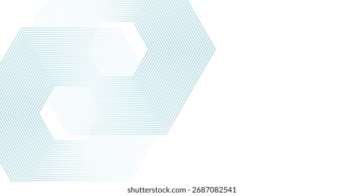 Onda lisa azul Abstractas sobre un fondo blanco. Hexágono dinámico del arte de la onda de sonido