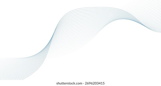 Abstract blue smooth wave on a white background. Dynamic sound wave. Design element. Vector illustration.	