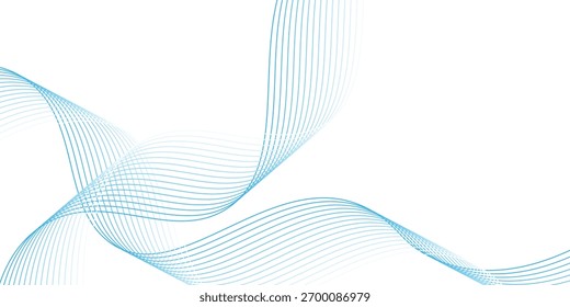 Abstract blue smooth wave on a white background. Dynamic sound wave. Design element. vector eps10 gradient vintage