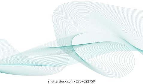 Onda lisa azul Abstractas sobre un fondo blanco. Onda de sonido dinámica. Elemento de diseño. Ilustración vectorial.