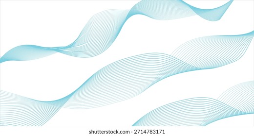 Abstract blue smooth wave on a white background. Dynamic sound wave. Design element. Vector illustration eps 10