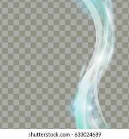 Abstract Blue smooth Wave on Transparent Background. Vector Illustration