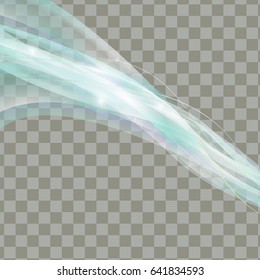Abstract Blue smooth Wave on Transparent Background. Vector Illustration