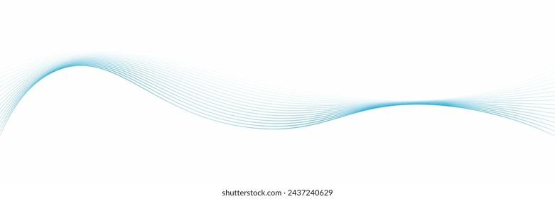 Abstract blue smooth waves on white background. Dynamic sound waves. Design elements