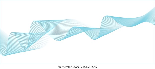 Abstract blue smooth waves on white background.Vector illustration eps10