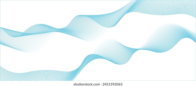 Abstract blue smooth waves on white background.Vector illustration eps10