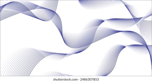 Abstract blue smooth waves on white background.Vector illustration.