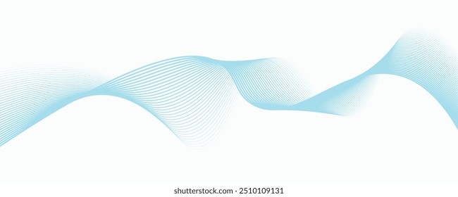 Abstractas ondas suaves azules sobre fondo blanco. Ilustración vectorial.