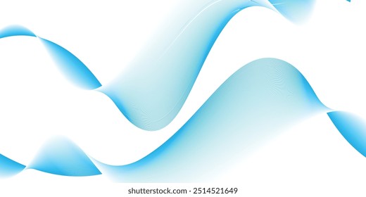 Abstract blue smooth waves on white background.Vector illustration.