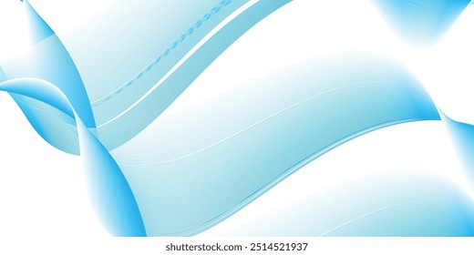 Abstract blue smooth waves on white background.Vector illustration.