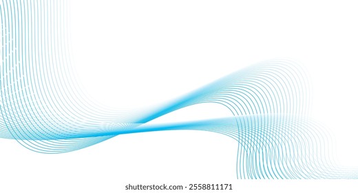 Abstract blue smooth waves on white background.Vector illustration.