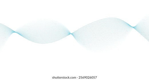 Abstract blue smooth waves on white background. Vector illustration. Abstract wave element for design. Digital frequency track equalizer. Stylized line art Vector illustration. Wave with li
