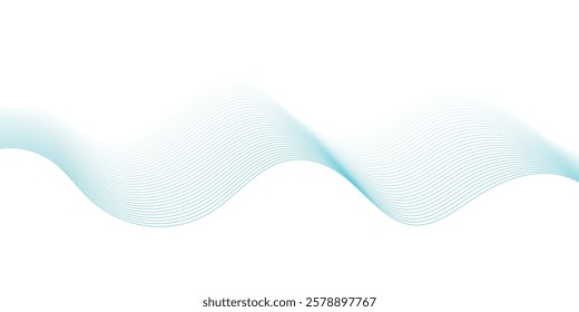 Abstract blue smooth waves on white background. Dynamic sound waves. Design elements, Abstract vector blue technology background. EPS10

