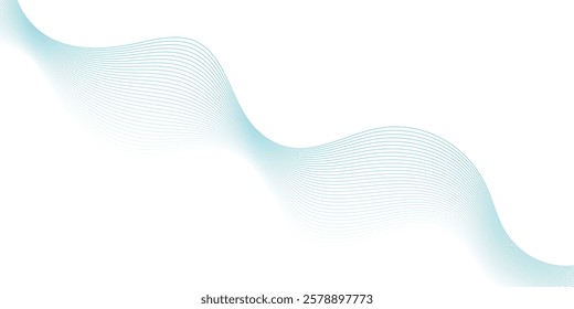 Abstract blue smooth waves on white background. Dynamic sound waves. Design elements, Abstract vector blue technology background. EPS10

