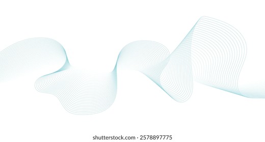 Abstract blue smooth waves on white background. Dynamic sound waves. Design elements, Abstract vector blue technology background. EPS10

