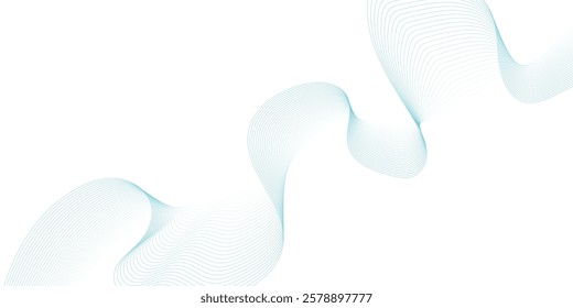 Abstract blue smooth waves on white background. Dynamic sound waves. Design elements, Abstract vector blue technology background. EPS10

