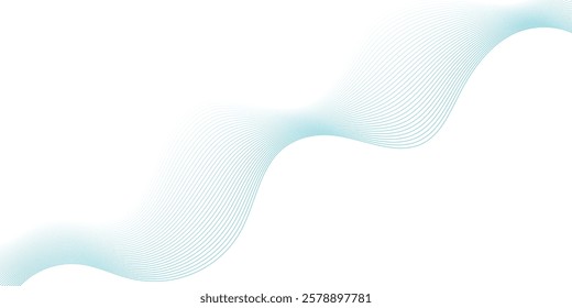 Abstract blue smooth waves on white background. Dynamic sound waves. Design elements, Abstract vector blue technology background. EPS10

