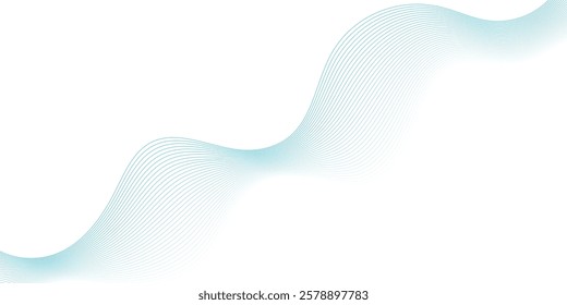 Abstract blue smooth waves on white background. Dynamic sound waves. Design elements, Abstract vector blue technology background. EPS10

