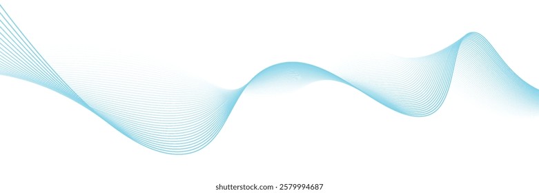 Abstract blue smooth waves on white background.Vector illustration.