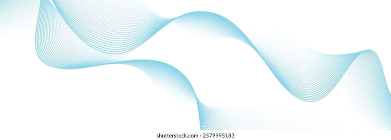 Abstract blue smooth waves on white background.Vector illustration.eps10