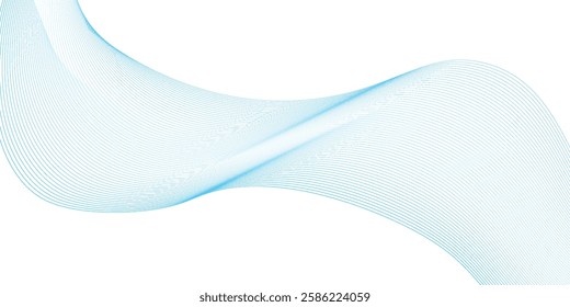 Abstract blue smooth waves on white background.Vector illustration.
